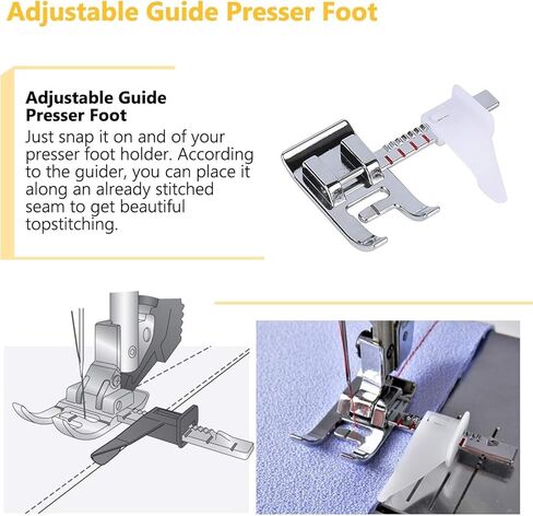 Sewing Machine Presser Feet 3Pcs Rolled Hem Pressure Foot,3Pcs Narrow Rolled Hem Hemmer Presser Feet & Adjustable Guide Presser Foot, Bias Binder Foot Compatible with Singer,Brother,Juki,etc in Kuwait