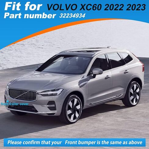 Car Front Bumper Tow Hook Cover Cap Towing Eye Fit for Volvo XC60 2022 2023 Standard Edition Towing Eye Cap 32234934(Black,Right Passenger Side) Xinpinsai in Kuwait