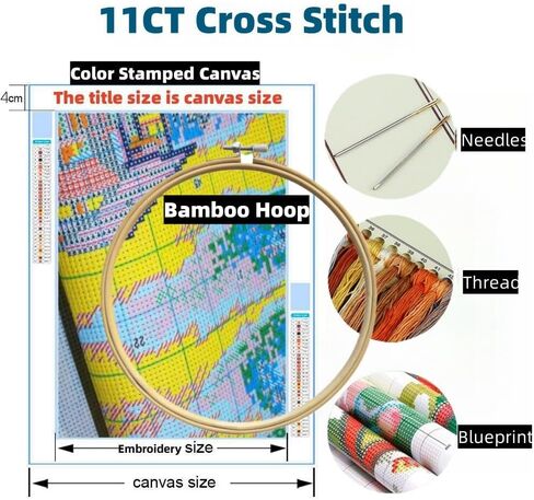 German Shepherd Stamped Cross Stitch Kits for Beginners Easy with Hoop 11CT Needlepoint Embroidery DIY Counted Cross Stitch Kits Art Craft Wall Decor 35x35cm(4) in Kuwait