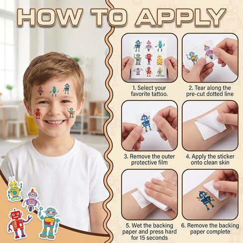 96PCS Cute Robot Temporary Tattoos Pre-Cut Themed Birthday Party Decorations Supplies Favors Cool Funny Science Robotic Gear Up Robots Tattoo Sticker Gifts For Kids Boys Girls School Prizes Carnival in Saudi Arabia