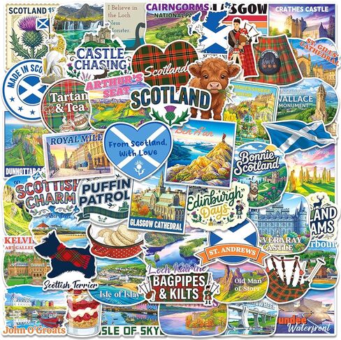 200PCS Scotland Stickers, Waterproof Vinyl Travel Sticker Pack with 100 Unique Designs for Water Bottles Laptops Scrapbooks Journals, Scotland Vacation Decals in Saudi Arabia