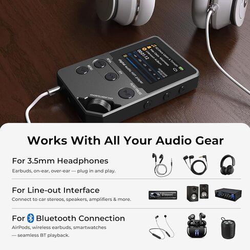 New 72GB Lossless Music Player,MP3/MP4 Player, Full body zinc alloy, Professional Level Music Player with BT 5.0, FM Radio, Voice Recorder, Mini Design, HiFi Sound, Ideal for Sport, Earphones Included in Kuwait