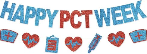 Happy PCT Week Banner - No DIY PCT Week Decorations Patient Care Technician Party Decor For Appreciation Gifts Glitter in Saudi Arabia
