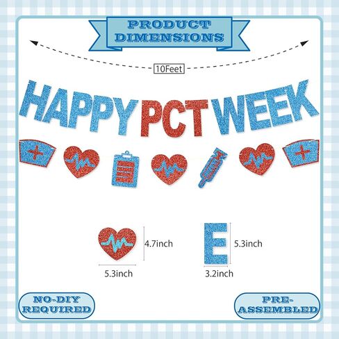 Happy PCT Week Banner - No DIY PCT Week Decorations Patient Care Technician Party Decor For Appreciation Gifts Glitter in Saudi Arabia
