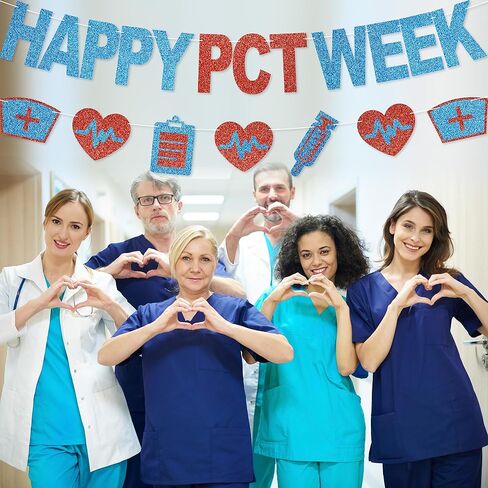 Happy PCT Week Banner - No DIY PCT Week Decorations Patient Care Technician Party Decor For Appreciation Gifts Glitter in Saudi Arabia