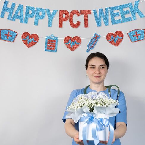 Happy PCT Week Banner - No DIY PCT Week Decorations Patient Care Technician Party Decor For Appreciation Gifts Glitter in Saudi Arabia