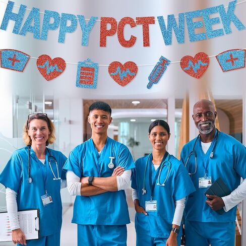 Happy PCT Week Banner - No DIY PCT Week Decorations Patient Care Technician Party Decor For Appreciation Gifts Glitter in Saudi Arabia
