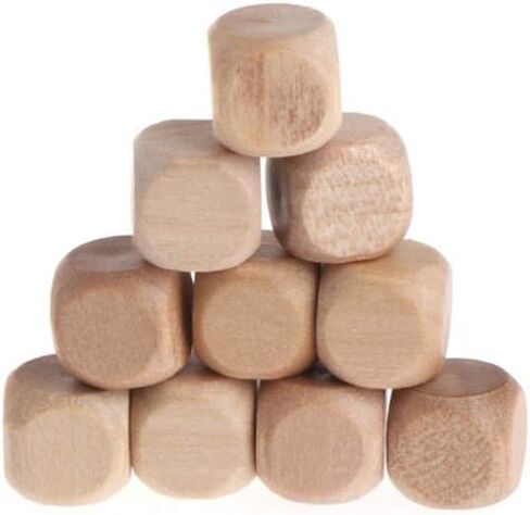 10 Pcs Wooden Blank Dice, 6 Sided DIY Graffiti Dice, Round Corner, 1.8cm in Saudi Arabia