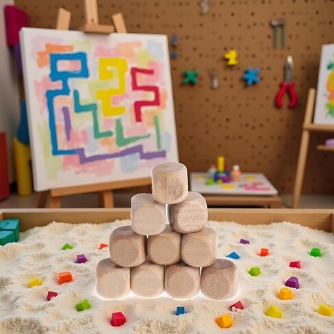 10 Pcs Wooden Blank Dice, 6 Sided DIY Graffiti Dice, Round Corner, 1.8cm in Saudi Arabia