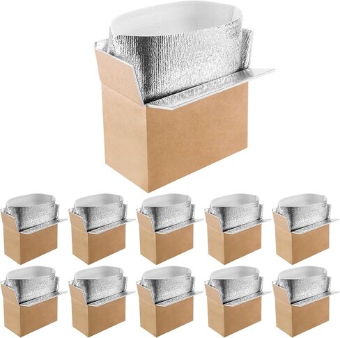 10 Pack Double Insulated Shipping Boxes, Reusable Shipping Box with Aluminum Foil Liner, Thermal Insulation Cold Pack Mailing Boxes with Insulated Bags for Frozen Food, 9.1 x 5.1 x 6.3 Inch in Saudi Arabia