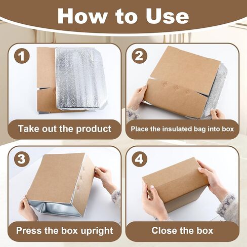 10 Pack Double Insulated Shipping Boxes, Reusable Shipping Box with Aluminum Foil Liner, Thermal Insulation Cold Pack Mailing Boxes with Insulated Bags for Frozen Food, 9.1 x 5.1 x 6.3 Inch in Saudi Arabia