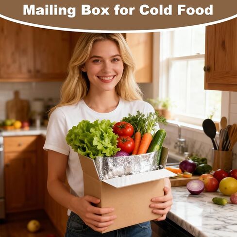 10 Pack Double Insulated Shipping Boxes, Reusable Shipping Box with Aluminum Foil Liner, Thermal Insulation Cold Pack Mailing Boxes with Insulated Bags for Frozen Food, 9.1 x 5.1 x 6.3 Inch in Saudi Arabia