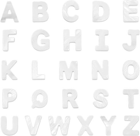 SUNNYCLUE 1 Box 52Pcs 26 Styles Alphabet Charms Beads Letter Shell Beads Bulk Initial Freshwater A-Z Ocean Beach Summer Beaded Natural Seashell Spacers for Jewelry Making Beading Bracelets DIY Craft in Kuwait