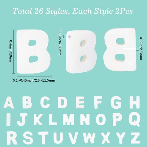 SUNNYCLUE 1 Box 52Pcs 26 Styles Alphabet Charms Beads Letter Shell Beads Bulk Initial Freshwater A-Z Ocean Beach Summer Beaded Natural Seashell Spacers for Jewelry Making Beading Bracelets DIY Craft in Kuwait