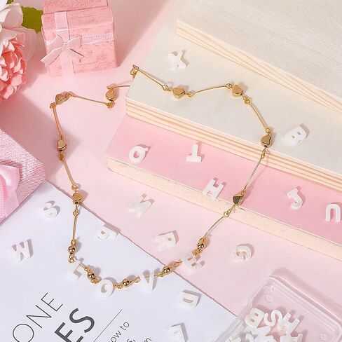 SUNNYCLUE 1 Box 52Pcs 26 Styles Alphabet Charms Beads Letter Shell Beads Bulk Initial Freshwater A-Z Ocean Beach Summer Beaded Natural Seashell Spacers for Jewelry Making Beading Bracelets DIY Craft in Kuwait