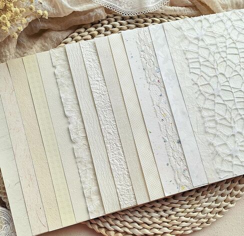 30 Sheets A5 White Textured Scrapbook Paper and Mesh Fabric Mix, Scrapbook Supplies for Junk Journaling, Scrapbooking, Card Making Supplies, Decorative Paper for Crafts & Mixed Media Art in Saudi Arabia