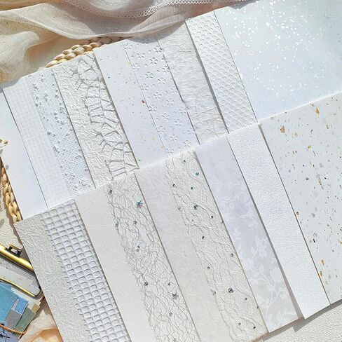 30 Sheets A5 White Textured Scrapbook Paper and Mesh Fabric Mix, Scrapbook Supplies for Junk Journaling, Scrapbooking, Card Making Supplies, Decorative Paper for Crafts & Mixed Media Art in Saudi Arabia
