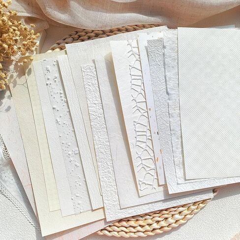 30 Sheets A5 White Textured Scrapbook Paper and Mesh Fabric Mix, Scrapbook Supplies for Junk Journaling, Scrapbooking, Card Making Supplies, Decorative Paper for Crafts & Mixed Media Art in Saudi Arabia