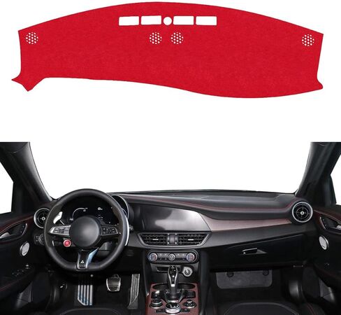 Dashboard Cover Fit for Alfa Romeo Giulia 2017-2026,Dash Cover Pad,Custom Faux Suede/Non-Slip/Red line in Saudi Arabia