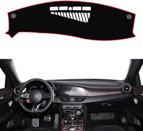Dashboard Cover Fit for Alfa Romeo Giulia 2017-2026,Dash Cover Pad,Custom Faux Suede/Non-Slip/Red line in Saudi Arabia