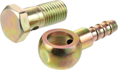 X AUTOHAUX 1Set Banjo Bolt Kit M12x1.5 Banjo Bolt Hose Barb Fittings Brake Line Fitting Adapter with Copper Washers for Motorcycle Car Iron Bronze Tone in Kuwait