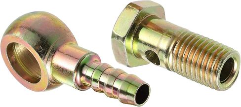 X AUTOHAUX 1Set Banjo Bolt Kit M12x1.5 Banjo Bolt Hose Barb Fittings Brake Line Fitting Adapter with Copper Washers for Motorcycle Car Iron Bronze Tone in Kuwait