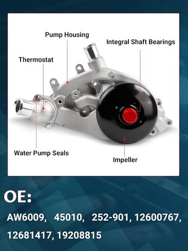 طقم مضخة مياه AW6009 مع حشية معدنية وثرموستات مناسب لـ 2007-2020 سيلفرادو 1500 تاهو أفالانش سوبربان، سييرا 1500 يوكون سافانا، Hu-mmer H2 H3 يناسب 4.8L 5.3L 6.0L 6.2L V8، #45010، 252-901 in Kuwait