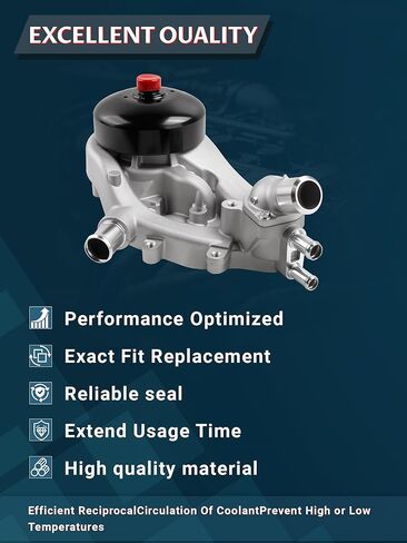 طقم مضخة مياه AW6009 مع حشية معدنية وثرموستات مناسب لـ 2007-2020 سيلفرادو 1500 تاهو أفالانش سوبربان، سييرا 1500 يوكون سافانا، Hu-mmer H2 H3 يناسب 4.8L 5.3L 6.0L 6.2L V8، #45010، 252-901 in Kuwait