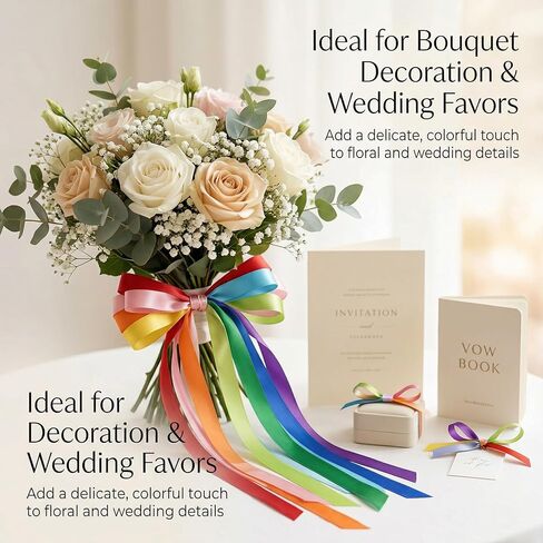 3/8 Inch Satin Ribbon Set – 10 Rolls Rainbow Double Face Ribbon for Gift Wrapping, 10 Yards Each (Total 100 Yards), Decorative Ribbon for Presents & Party Favors in Kuwait