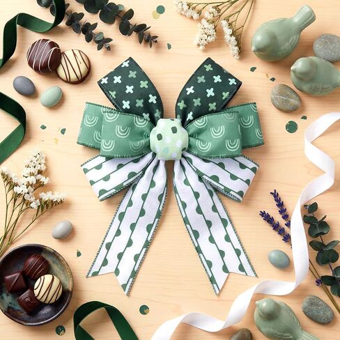 6 Rolls Sage Green Boho Wired Edge Ribbons, 24 Yards 2.5 in Trendy Mint Green Boho Patterns Gift Wrapping Ribbon for Birthday DIY Crafts Bow Wreath Shadow of Green Party Decorations in Saudi Arabia
