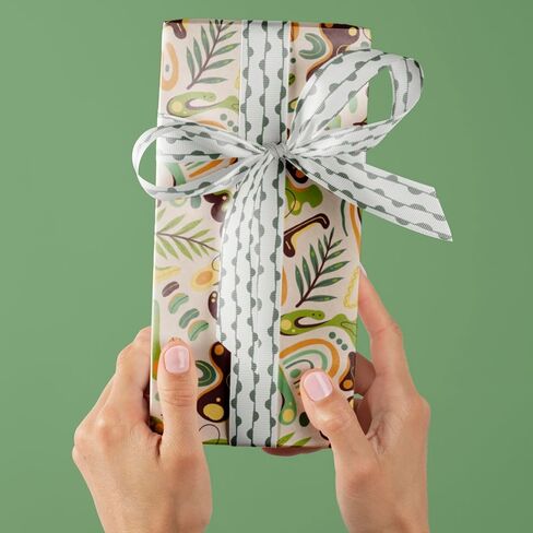 6 Rolls Sage Green Boho Wired Edge Ribbons, 24 Yards 2.5 in Trendy Mint Green Boho Patterns Gift Wrapping Ribbon for Birthday DIY Crafts Bow Wreath Shadow of Green Party Decorations in Saudi Arabia