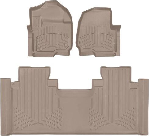 سجادات أرضية WeatherTech FloorLiner HP Custom Fit لسيارة Ford Super Duty - الصف الأول والثاني (4410121IM-446975IM)، أسود in Kuwait