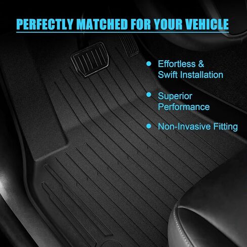 All Weather Floor Mat Compatible for Tesla Model 3 2025 2024 2023 2022 2021，2024 2025 Highland Floor Mats Set (6 Pieces) Heavy Duty Accessories,Black in Saudi Arabia