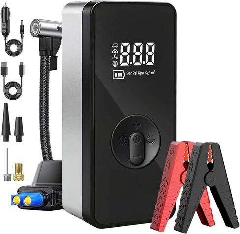 Jump Starter with Air Compressor,14.8V 8000A Peak Portable Car Battery Jump Starter Jump Box,150PSI Car Air Pump Tire Inflator Battery Charger with LED Light, LCD Display in Saudi Arabia