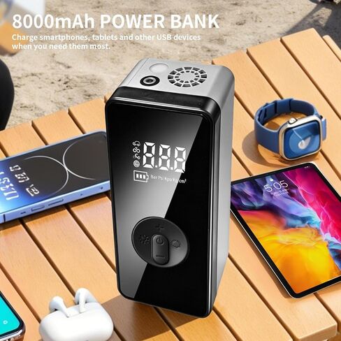 Jump Starter with Air Compressor,14.8V 8000A Peak Portable Car Battery Jump Starter Jump Box,150PSI Car Air Pump Tire Inflator Battery Charger with LED Light, LCD Display in Saudi Arabia