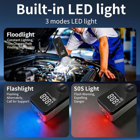 Jump Starter with Air Compressor,14.8V 8000A Peak Portable Car Battery Jump Starter Jump Box,150PSI Car Air Pump Tire Inflator Battery Charger with LED Light, LCD Display in Saudi Arabia