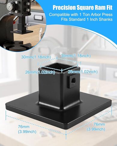 Hand Press Accessory Attachment Foot Compatible with Arbor Press, Metal Platen Stamping Press, with Thumb Screw for Square Ram, Wide Stable Platform Leather Stamping Cutting Tool in Saudi Arabia