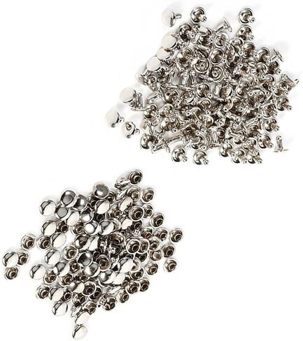 Metal Double Cap Rivets Set, 8mm x 8mm, 100 Pcs, Silver, Round Flat Head, for Leather Craft Projects in Kuwait