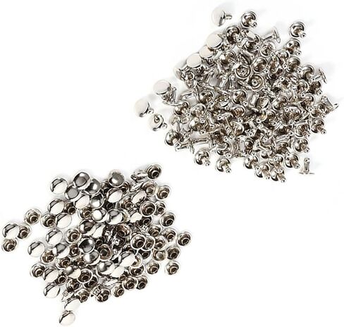 Metal Double Cap Rivets Set, 8mm x 8mm, 100 Pcs, Silver, Round Flat Head, for Leather Craft Projects in Kuwait