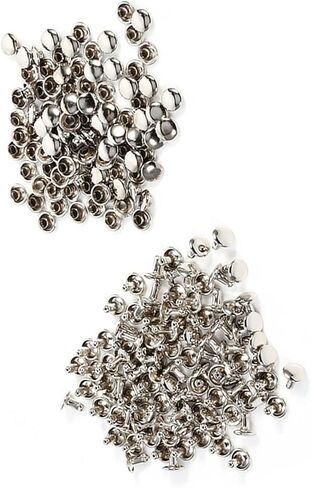 Metal Double Cap Rivets Set, 8mm x 8mm, 100 Pcs, Silver, Round Flat Head, for Leather Craft Projects in Kuwait