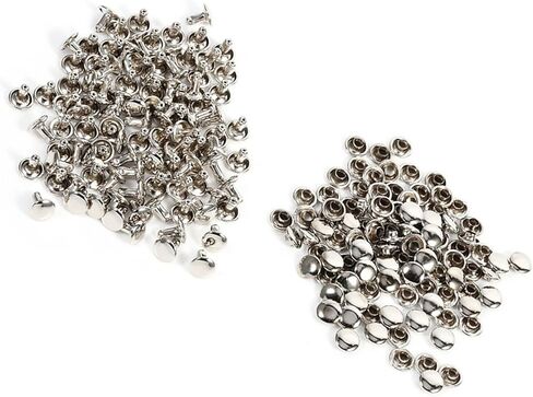 Metal Double Cap Rivets Set, 8mm x 8mm, 100 Pcs, Silver, Round Flat Head, for Leather Craft Projects in Kuwait