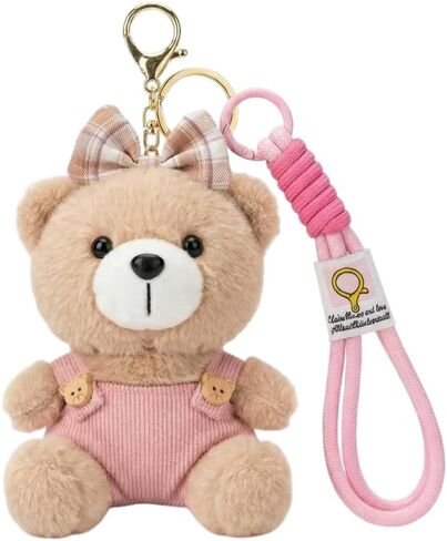 Cute Key Chain Plush Bear Bag Charm Keychain 2 in 1 Gift Cute Bag for Purse, Handbag, Purse, Backpack, Car Keys Accessories Pendant (Pink) in Saudi Arabia