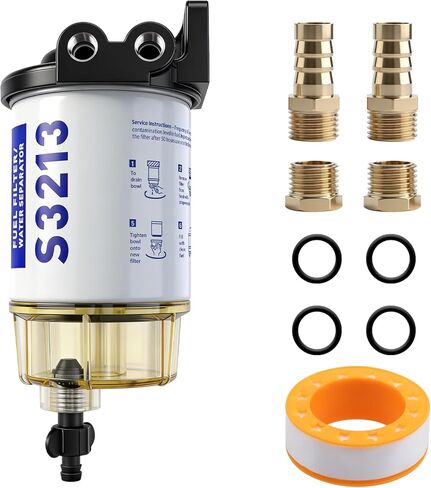 S3213 Fuel Water Separator Marine with Clear Bowl,10 Micron Boat Fuel Filter,Fuel Filter 3/8"NPT,Replacement for Yamaha, Mercury, Replaces #35-60494-1, 18-7932-1, 18-17928, 35-809097 in Saudi Arabia