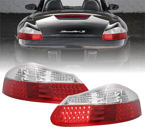 DEPO 986 LED Tail Lights - (UPGRADE) Rear LED Taillights Stop Brake Turn Signal Lamps Set (Left + Right) Compatible with 1997-2004 Porsche Boxster 986 Roadster Base and S (Red/Clear Lens) in Kuwait