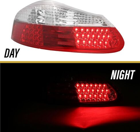 DEPO 986 LED Tail Lights - (UPGRADE) Rear LED Taillights Stop Brake Turn Signal Lamps Set (Left + Right) Compatible with 1997-2004 Porsche Boxster 986 Roadster Base and S (Red/Clear Lens) in Kuwait