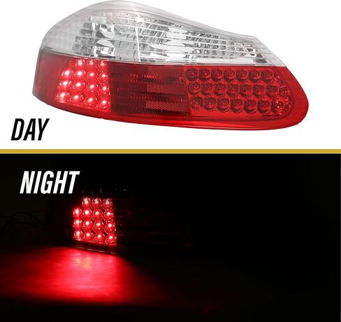 DEPO 986 LED Tail Lights - (UPGRADE) Rear LED Taillights Stop Brake Turn Signal Lamps Set (Left + Right) Compatible with 1997-2004 Porsche Boxster 986 Roadster Base and S (Red/Clear Lens) in Kuwait