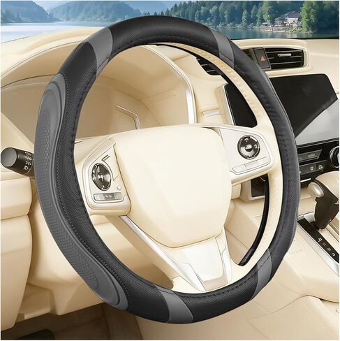 Car Steering Wheel Cover, 15 Inch Wear Resistant Vehicle Steering Wheel Guard with Anti-Slip Lining, Automotive Interior Decor Protective Accessory, Universal for SUV Sedan Truck (Black/Blue) in Saudi Arabia