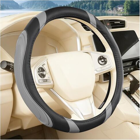 Car Steering Wheel Cover, 15 Inch Wear Resistant Vehicle Steering Wheel Guard with Anti-Slip Lining, Automotive Interior Decor Protective Accessory, Universal for SUV Sedan Truck (Black/Blue) in Saudi Arabia