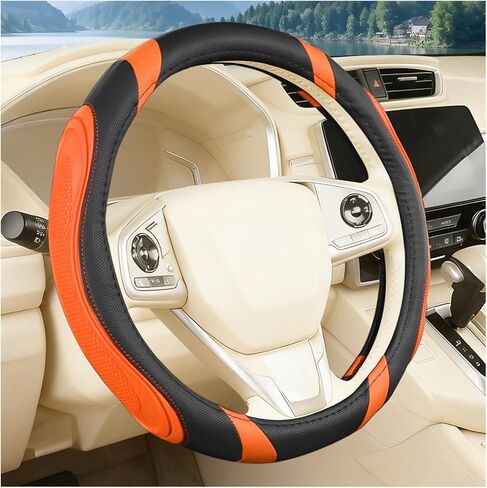 Car Steering Wheel Cover, 15 Inch Wear Resistant Vehicle Steering Wheel Guard with Anti-Slip Lining, Automotive Interior Decor Protective Accessory, Universal for SUV Sedan Truck (Black/Blue) in Saudi Arabia