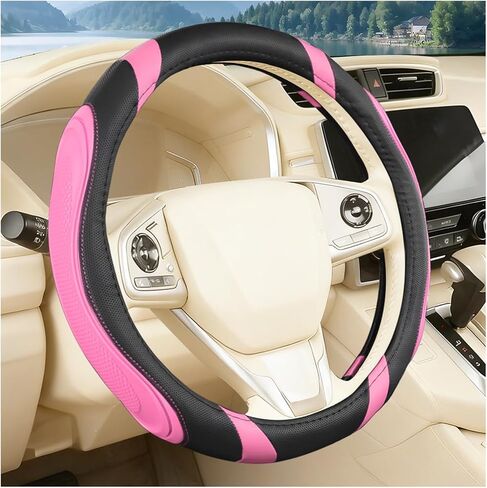 Car Steering Wheel Cover, 15 Inch Wear Resistant Vehicle Steering Wheel Guard with Anti-Slip Lining, Automotive Interior Decor Protective Accessory, Universal for SUV Sedan Truck (Black/Blue) in Saudi Arabia